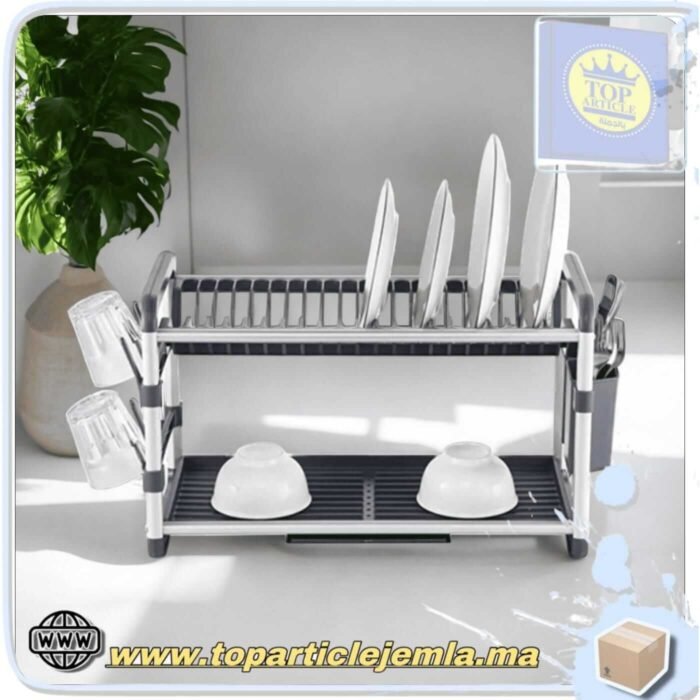 Égouttoir aluminium 2 niveaux – Image 1