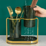 Porte couverts Ustensiles Design Double Compartiment – Organisation & Séchage Optimaux (Rangement Cuisine) – Image 3