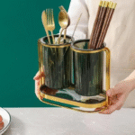 Porte couverts Ustensiles Design Double Compartiment – Organisation & Séchage Optimaux (Rangement Cuisine) – Image 2