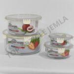 ⁦طقم 4 علب حفظ الطعام مستديرة – زجاج بغطاء محكم – من 120 مل إلى 5700 مل⁩ - الصورة ⁦2⁩