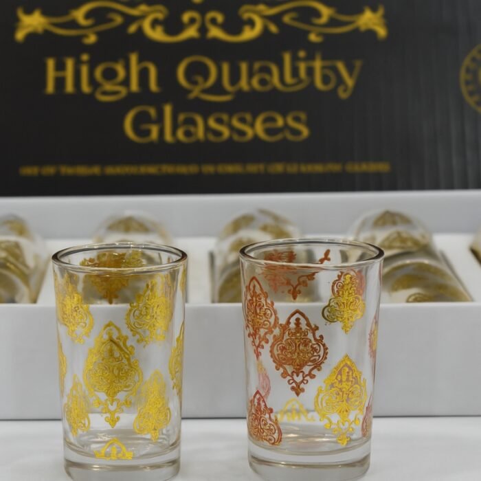 Pack de 12 Verres à Thé Marocains Dorés – Design Traditionnel – Image 3