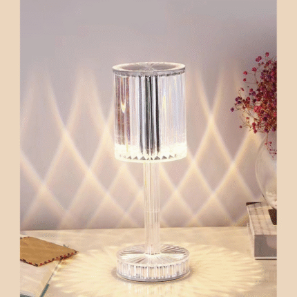 مصباح طاولة كريستالي باللمس | مصباح جانبي | إضاءة رومانسية | مصباح ديكور كريستالي | مصباح ليد USB | مصباح ليد بدون أسلاك | Veilleuse LED Maroc